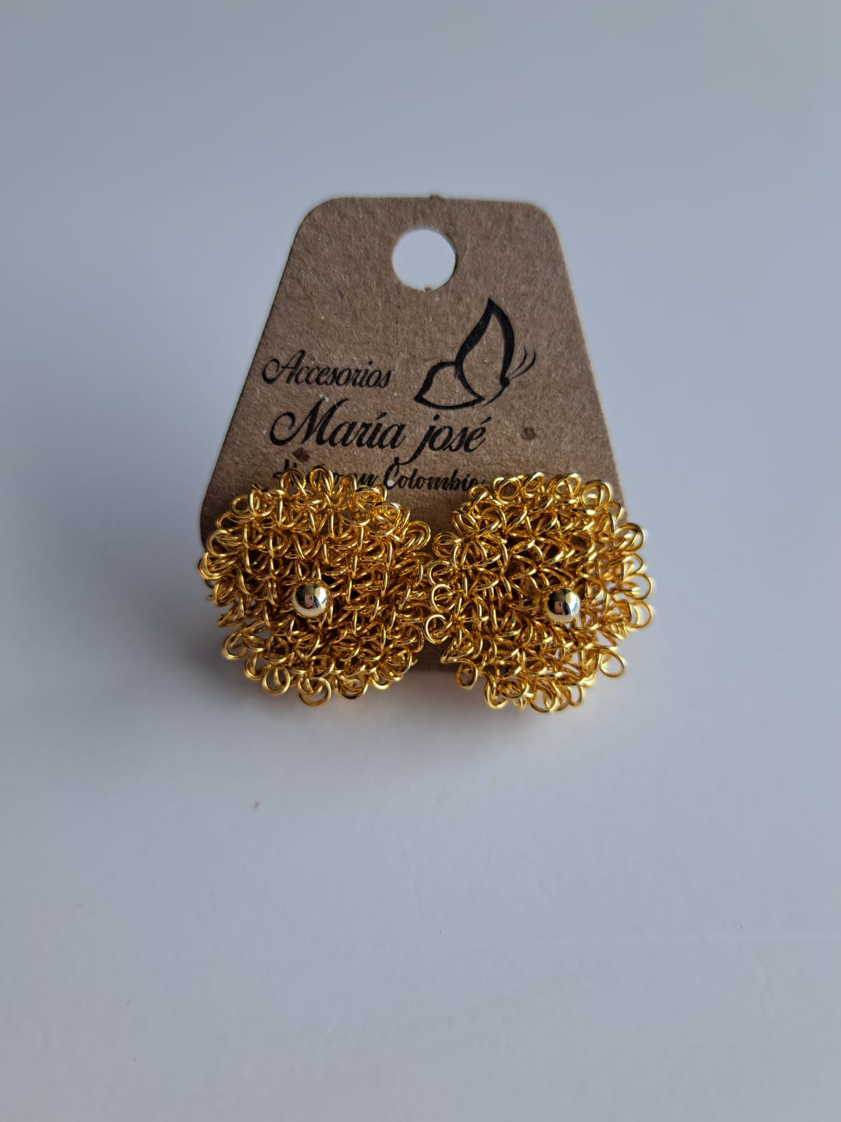 ARETES FLOR TUPIDA BRONCE