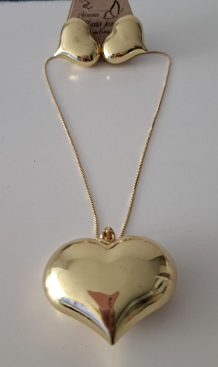 Juego Cadena Dije Corazón y Topos Dorados