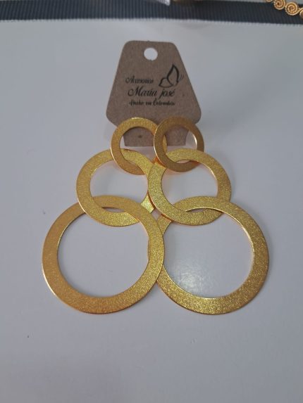 Aretes Triple Círculos Bronce