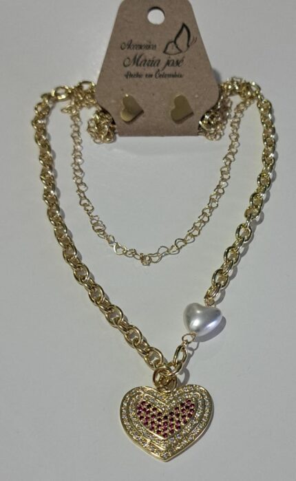 Juego Doble Corazón Perla