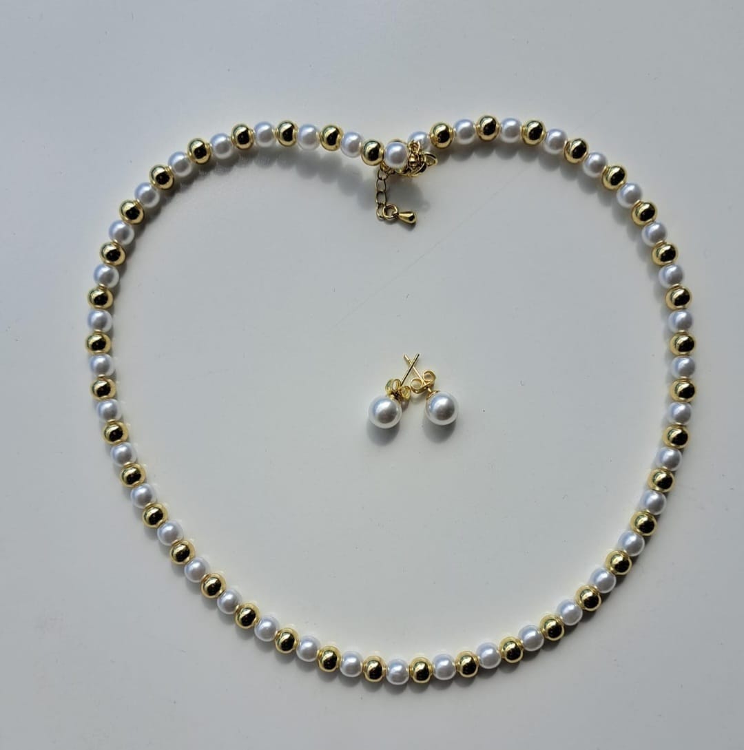 COLLAR PERLAS Y BALIN - TOPOS