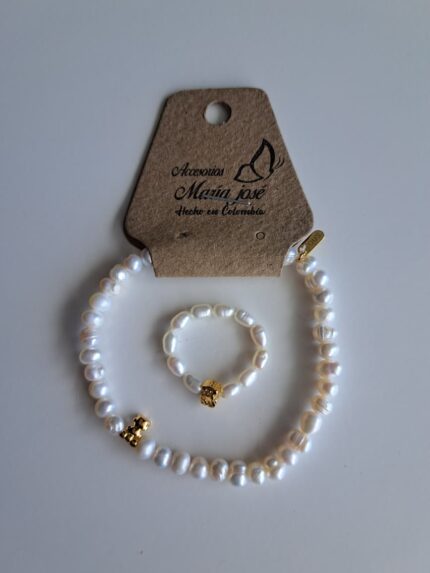 Pulsera y Anillo Perlas Touche