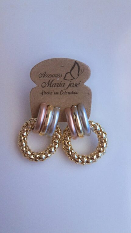 Aretes Topo Diseño Tricolor