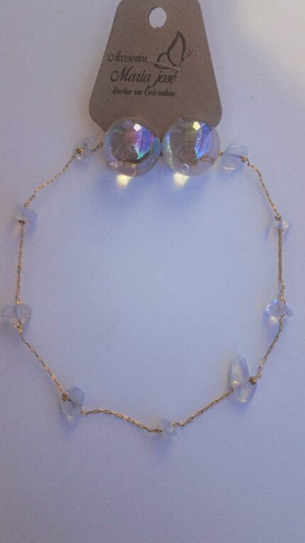 Cadena Bronce Piedras Murano con Topos